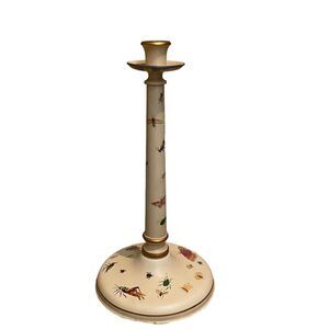 Jeanne Reed's LTD Williamsburg VA Candlestick Holder Cream Butterfly Insects 14"